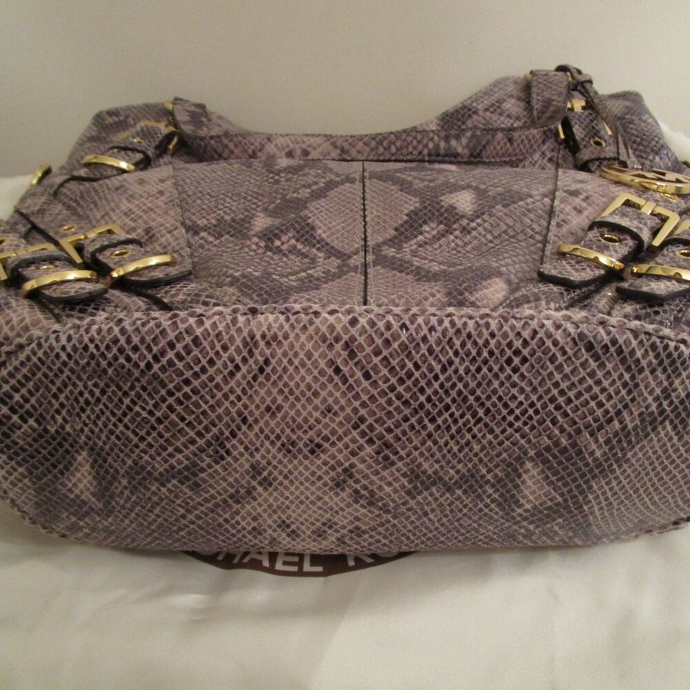 Michael Kors Milo Dark Sand Python Embossed Tote - image 4